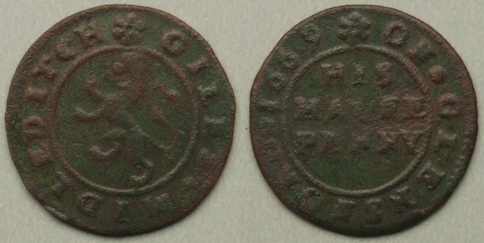 Glemsford, Giles Midleditch 1668 halfpenny token